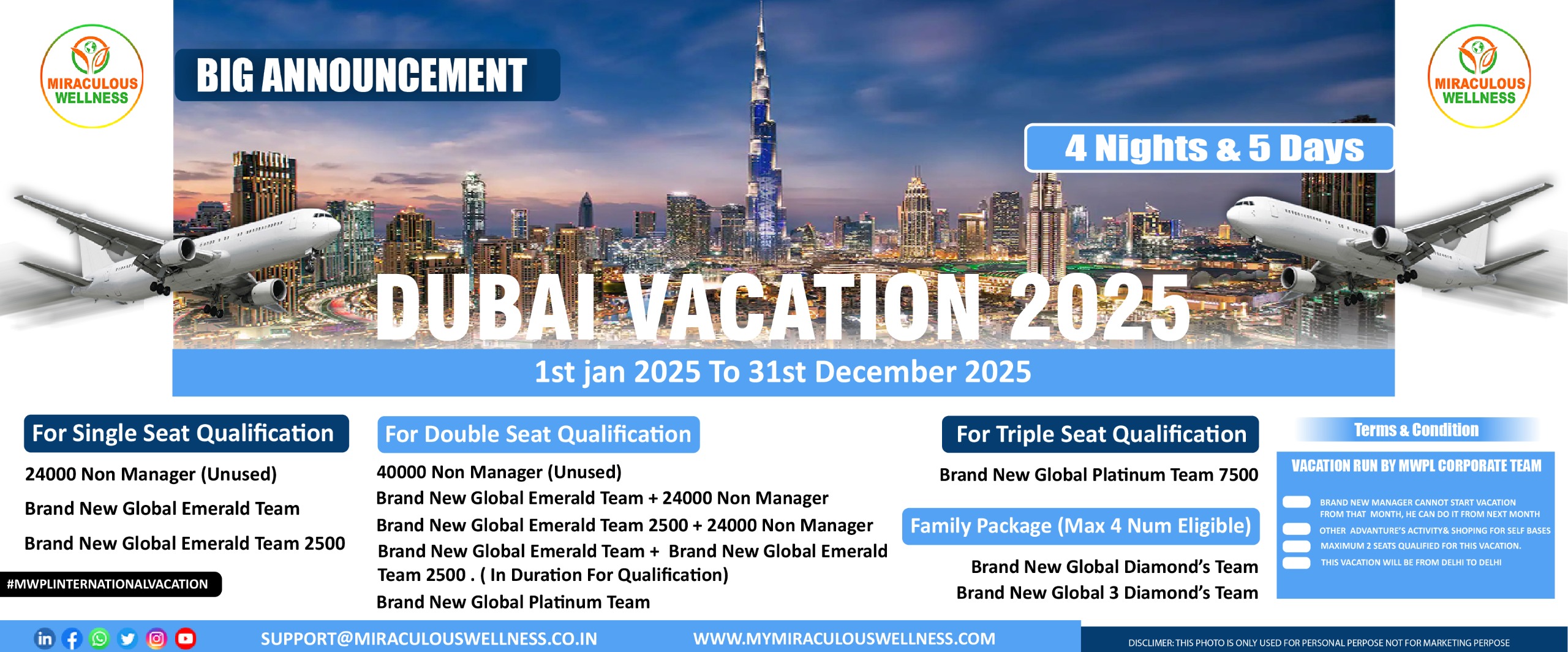 Announcement International vacation